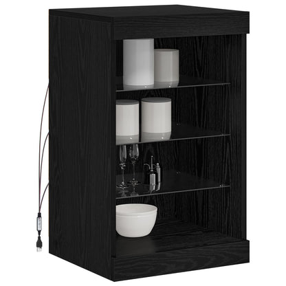 vidaXL LED Sideboard Black Oak 41 x 37 x 67 cm Engineered Wood