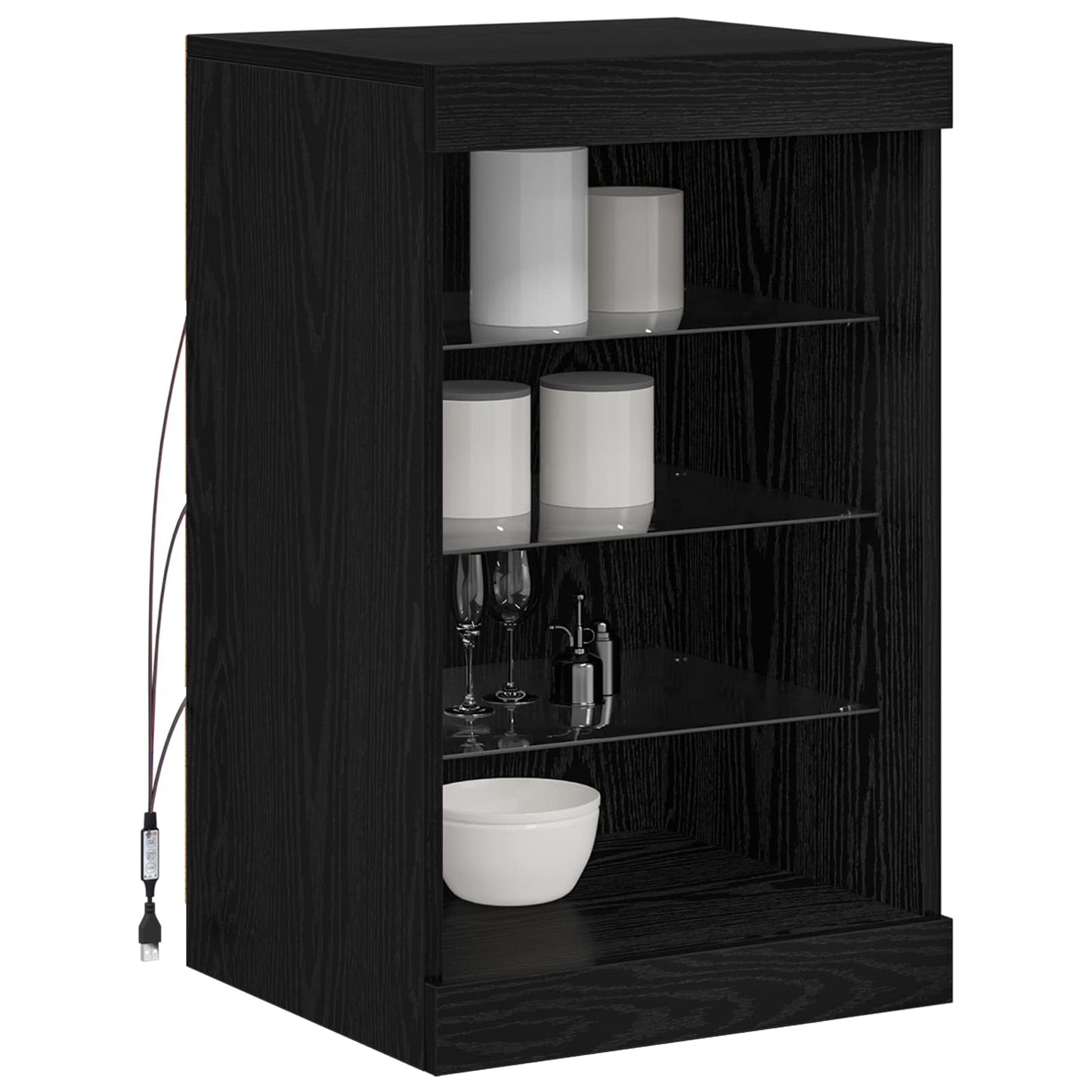 vidaXL LED Sideboard Black Oak 41 x 37 x 67 cm Engineered Wood