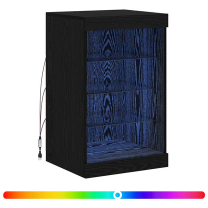 vidaXL LED Sideboard Black Oak 41 x 37 x 67 cm Engineered Wood