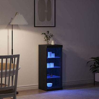 vidaXL LED Sideboard Black Oak 41 x 37 x 100 cm Engineered Wood