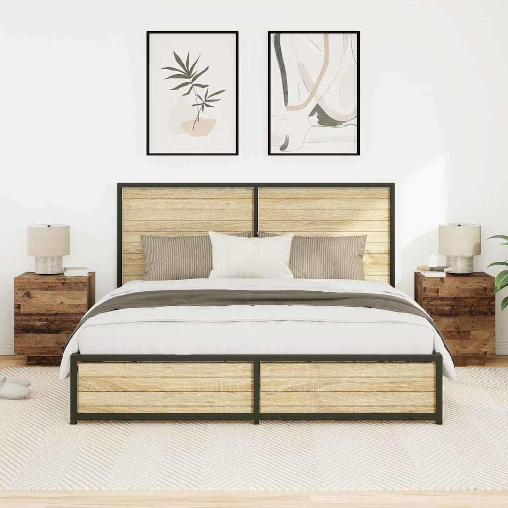 vidaXL Bedside Cabinet 2 pcs Old Wood 45 x 40 x 55 cm Engineered Wood