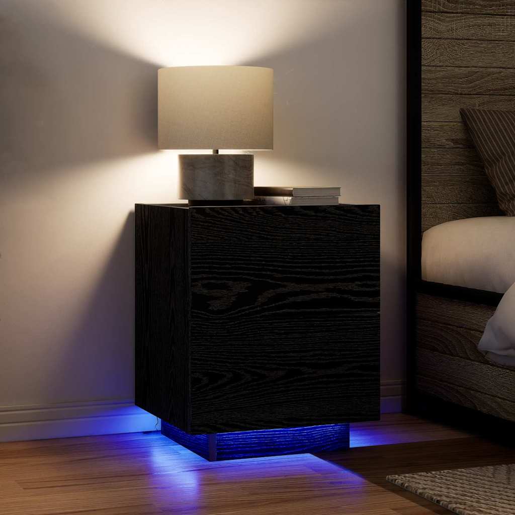 vidaXL Bedside Cabinet 2 pcs Black Oak 45 x 40 x 55 cm Engineered Wood