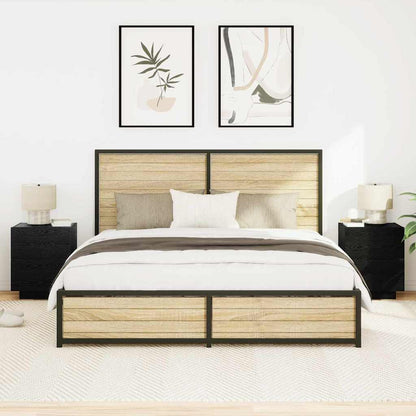 vidaXL Bedside Cabinet 2 pcs Black Oak 45 x 40 x 55 cm Engineered Wood