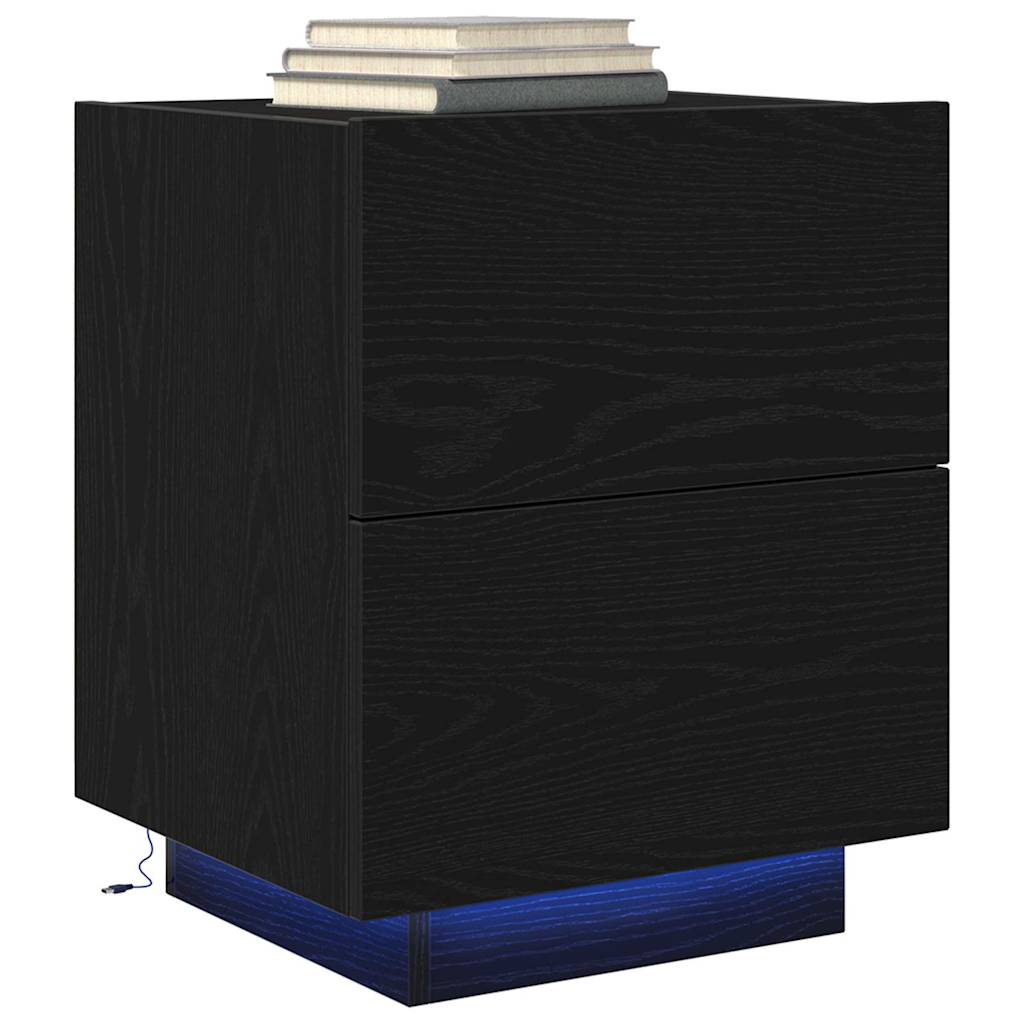vidaXL Bedside Cabinet 2 pcs Black Oak 45 x 40 x 55 cm Engineered Wood
