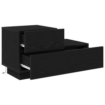 vidaXL Bedside Cabinet Black Oak 70 x 36 x 40.5 cm Engineered Wood