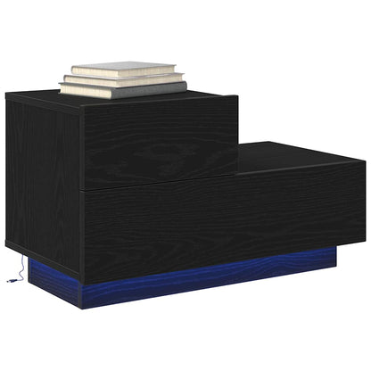 vidaXL Bedside Cabinet Black Oak 70 x 36 x 40.5 cm Engineered Wood