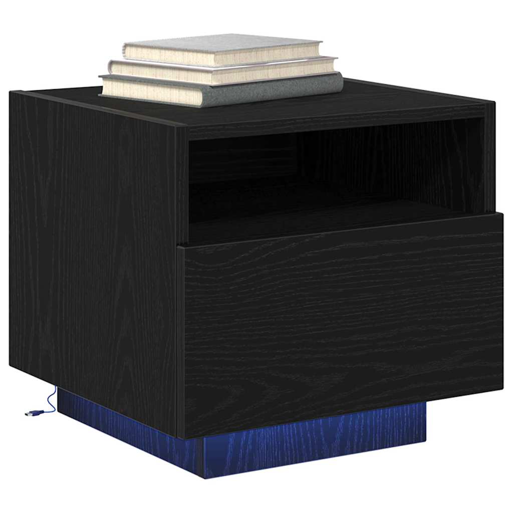 vidaXL Bedside Cabinet Black Oak 40 x 39 x 37 cm Engineered Wood