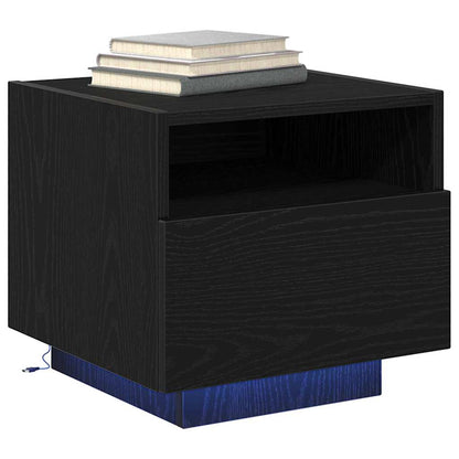 vidaXL Bedside Cabinet Black Oak 40 x 39 x 37 cm Engineered Wood
