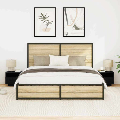 vidaXL Bedside Cabinet 2 pcs Black Oak 40 x 39 x 37 cm Engineered Wood