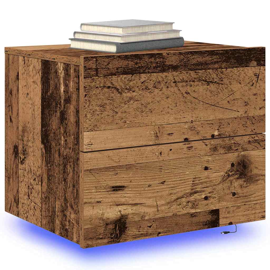 vidaXL Bedside Cabinet Old Wood 50 x 39 x 41 cm Engineered Wood