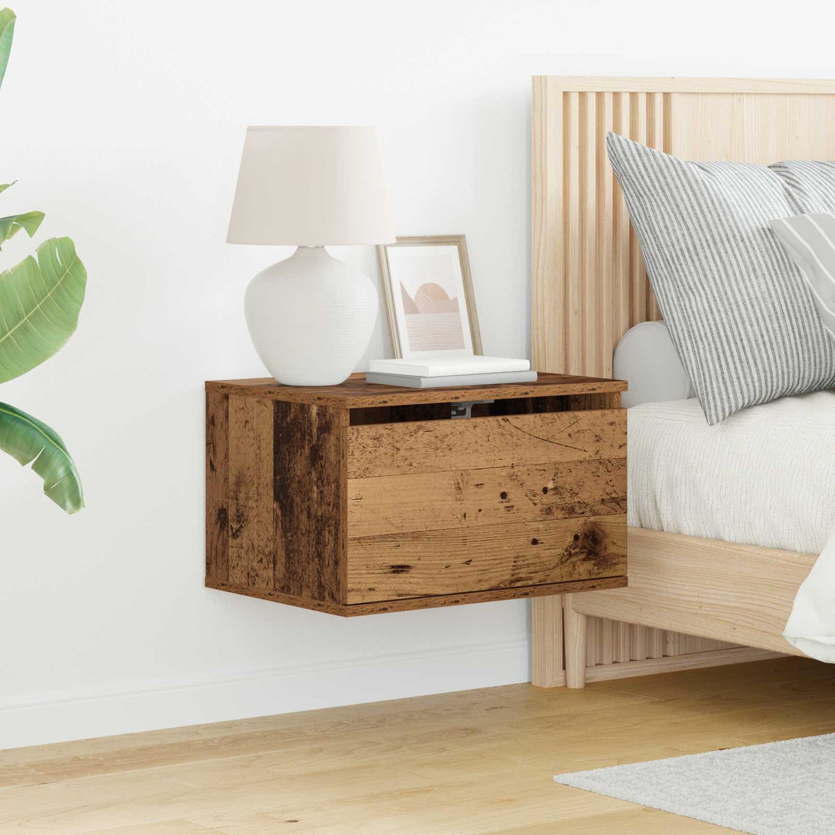 vidaXL Wall-mounted Bedside Cabinet 2 pcs Old Wood 50 x 36 x 30 cm