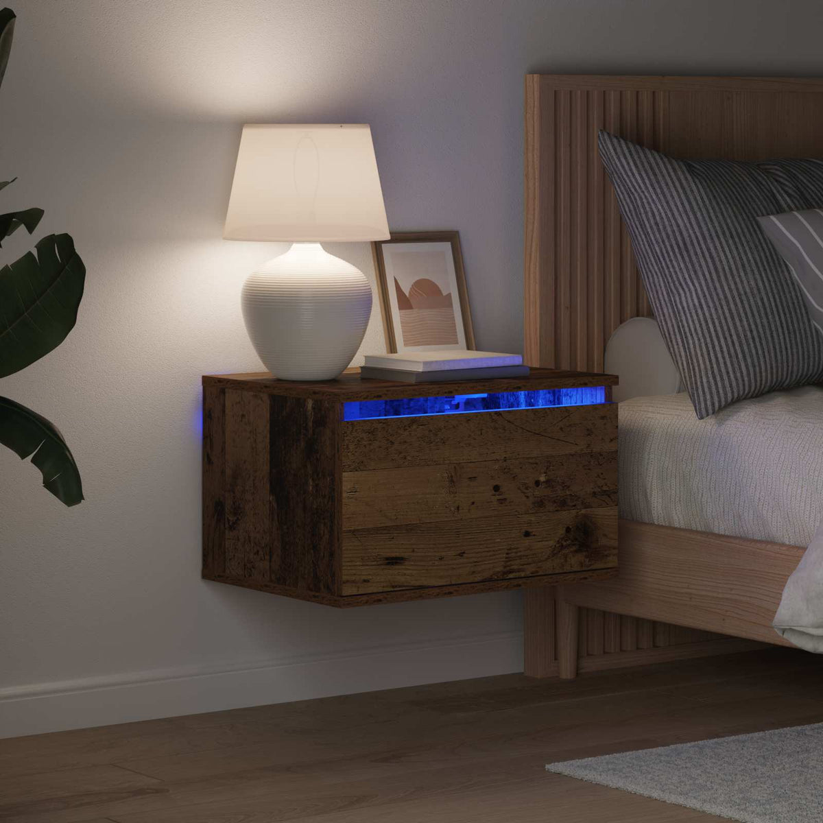 vidaXL Wall-mounted Bedside Cabinet 2 pcs Old Wood 50 x 36 x 30 cm