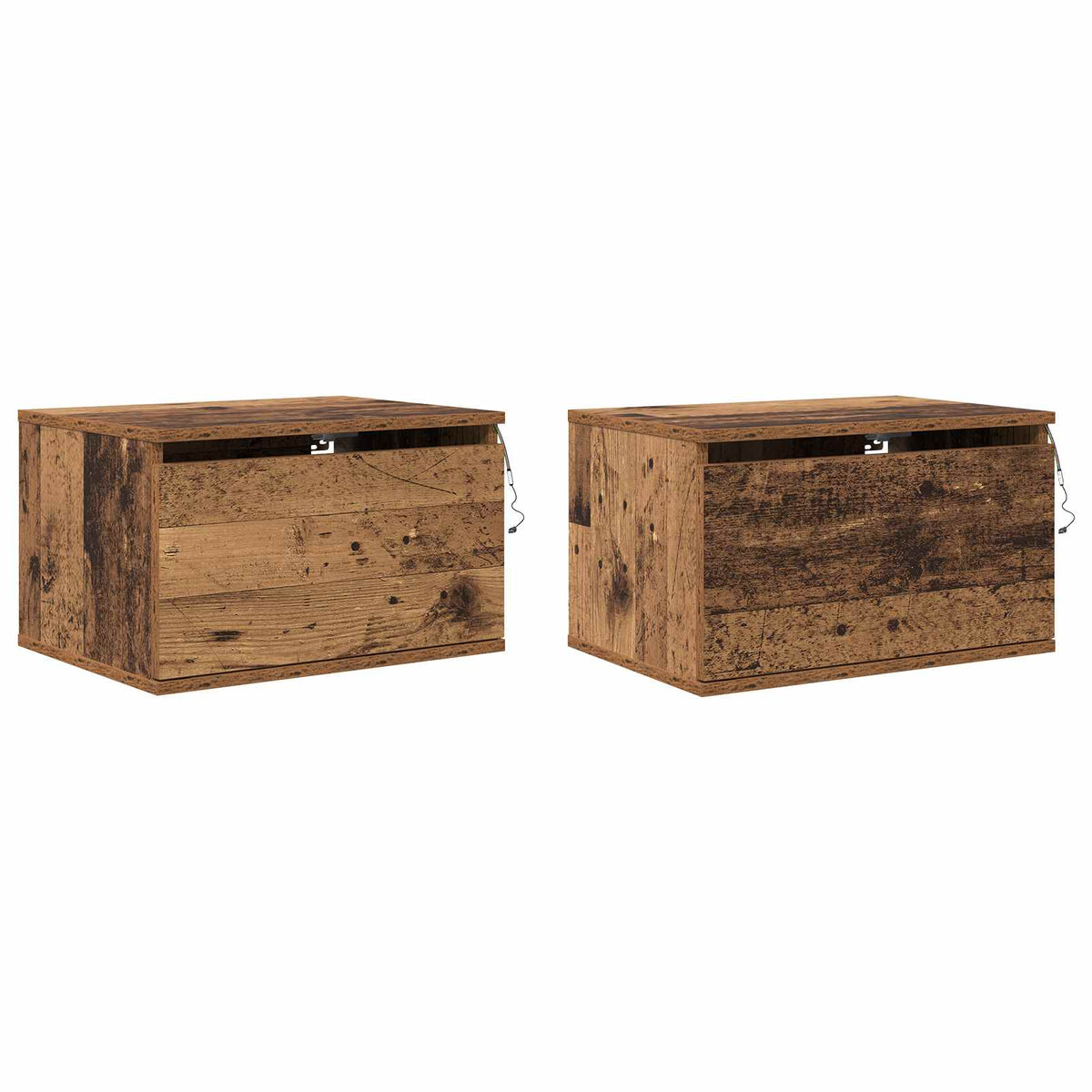 vidaXL Wall-mounted Bedside Cabinet 2 pcs Old Wood 50 x 36 x 30 cm