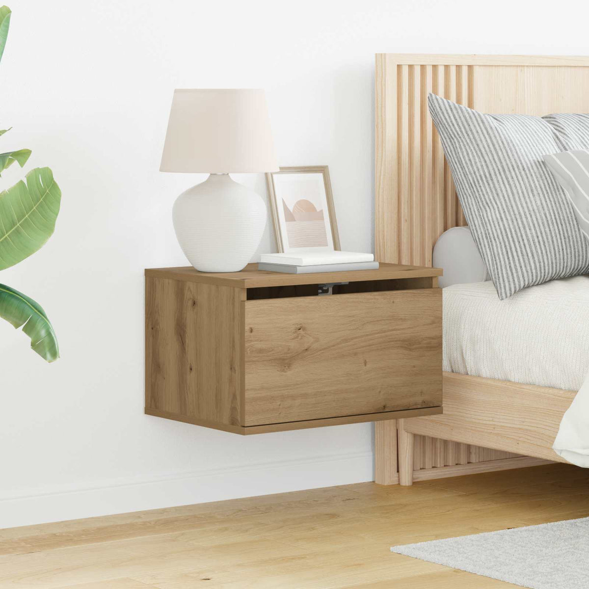 vidaXL Wall-mounted Bedside Cabinet Artisan Oak 50 x 36 x 30 cm