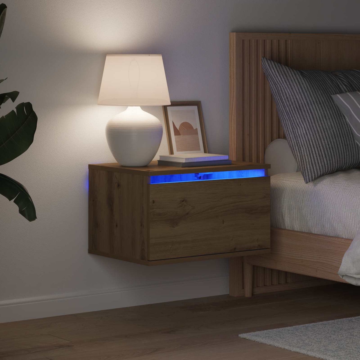 vidaXL Wall-mounted Bedside Cabinet Artisan Oak 50 x 36 x 30 cm
