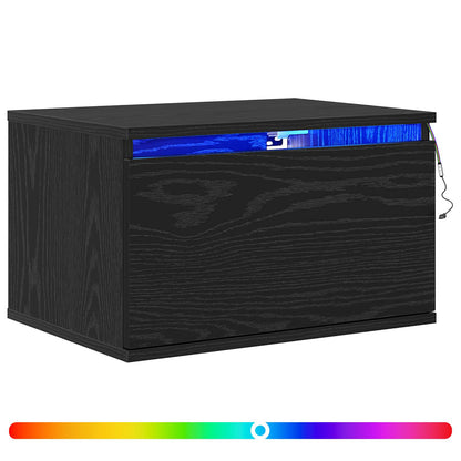 vidaXL Wall-mounted Bedside Cabinet Black Oak 50 x 36 x 30 cm
