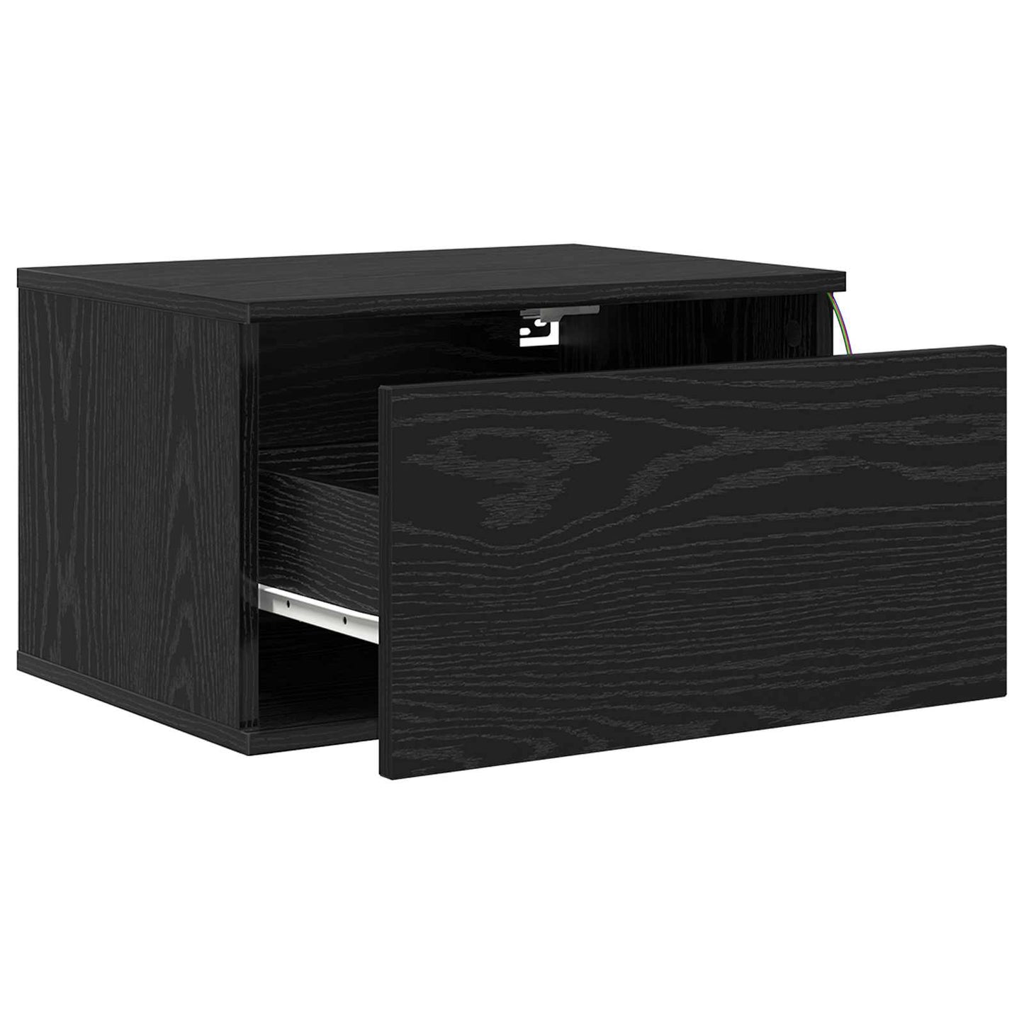vidaXL Wall-mounted Bedside Cabinet Black Oak 50 x 36 x 30 cm