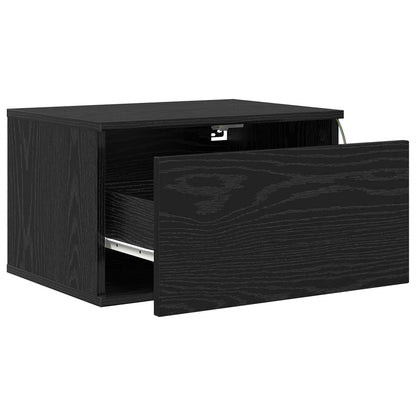 vidaXL Wall-mounted Bedside Cabinet Black Oak 50 x 36 x 30 cm