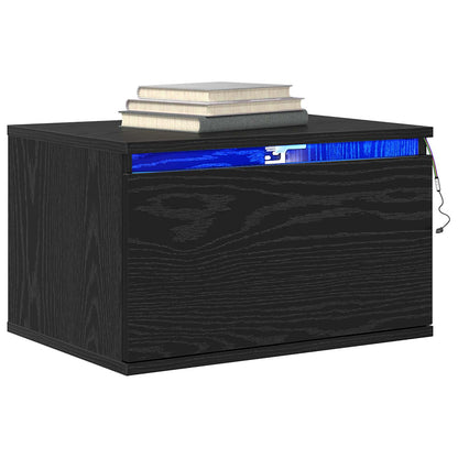 vidaXL Wall-mounted Bedside Cabinet Black Oak 50 x 36 x 30 cm