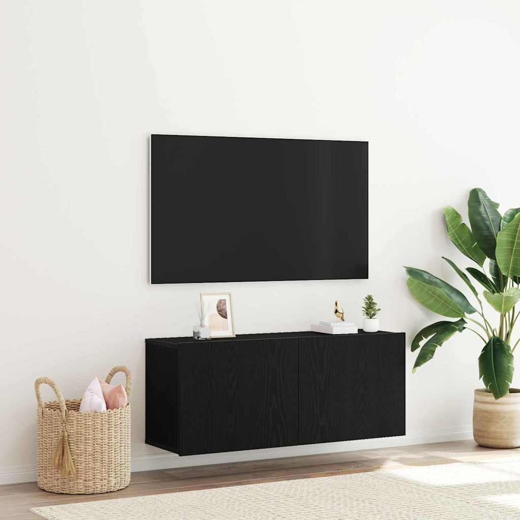 vidaXL TV Cabinet Set 100 x 30 x 41 cm Black Oak Engineered Wood