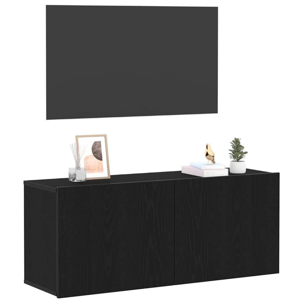 vidaXL TV Cabinet Set 100 x 30 x 41 cm Black Oak Engineered Wood