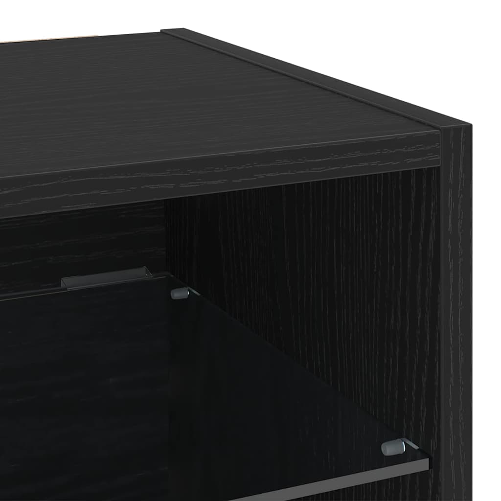 vidaXL LED Wall Bedside Cabinet Black 30 x 28.5 x 30 cm
