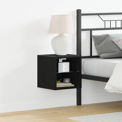 vidaXL LED Wall Bedside Cabinet 2 pcs Black 30 x 28.5 x 30 cm
