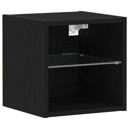 vidaXL LED Wall Bedside Cabinet 2 pcs Black 30 x 28.5 x 30 cm