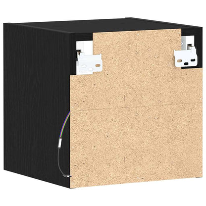 vidaXL LED Wall Bedside Cabinet 2 pcs Black 30 x 28.5 x 30 cm