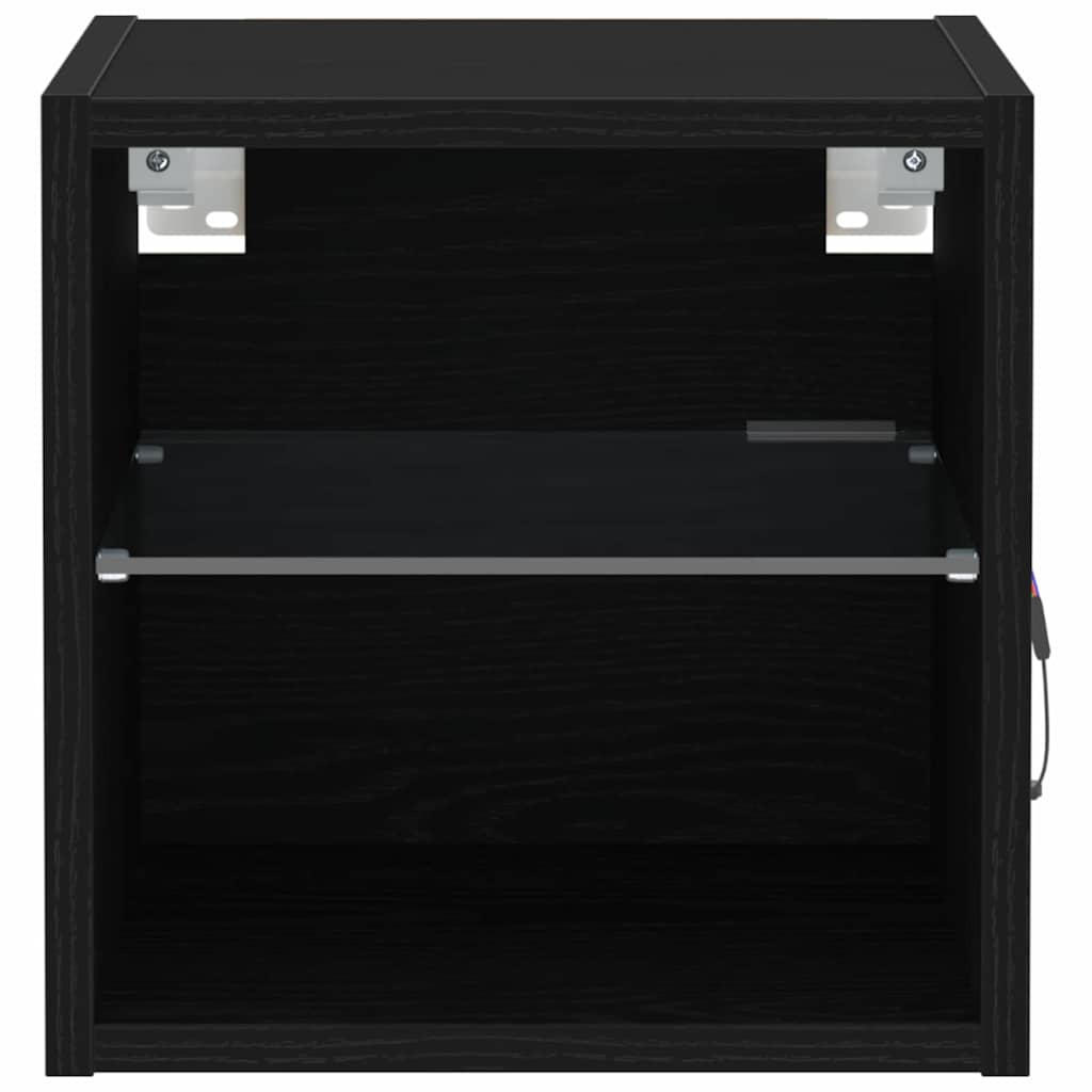 vidaXL LED Wall Bedside Cabinet 2 pcs Black 30 x 28.5 x 30 cm