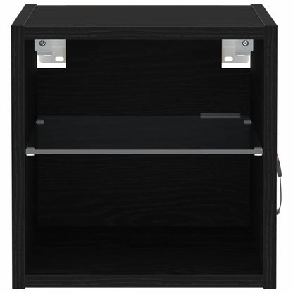 vidaXL LED Wall Bedside Cabinet 2 pcs Black 30 x 28.5 x 30 cm