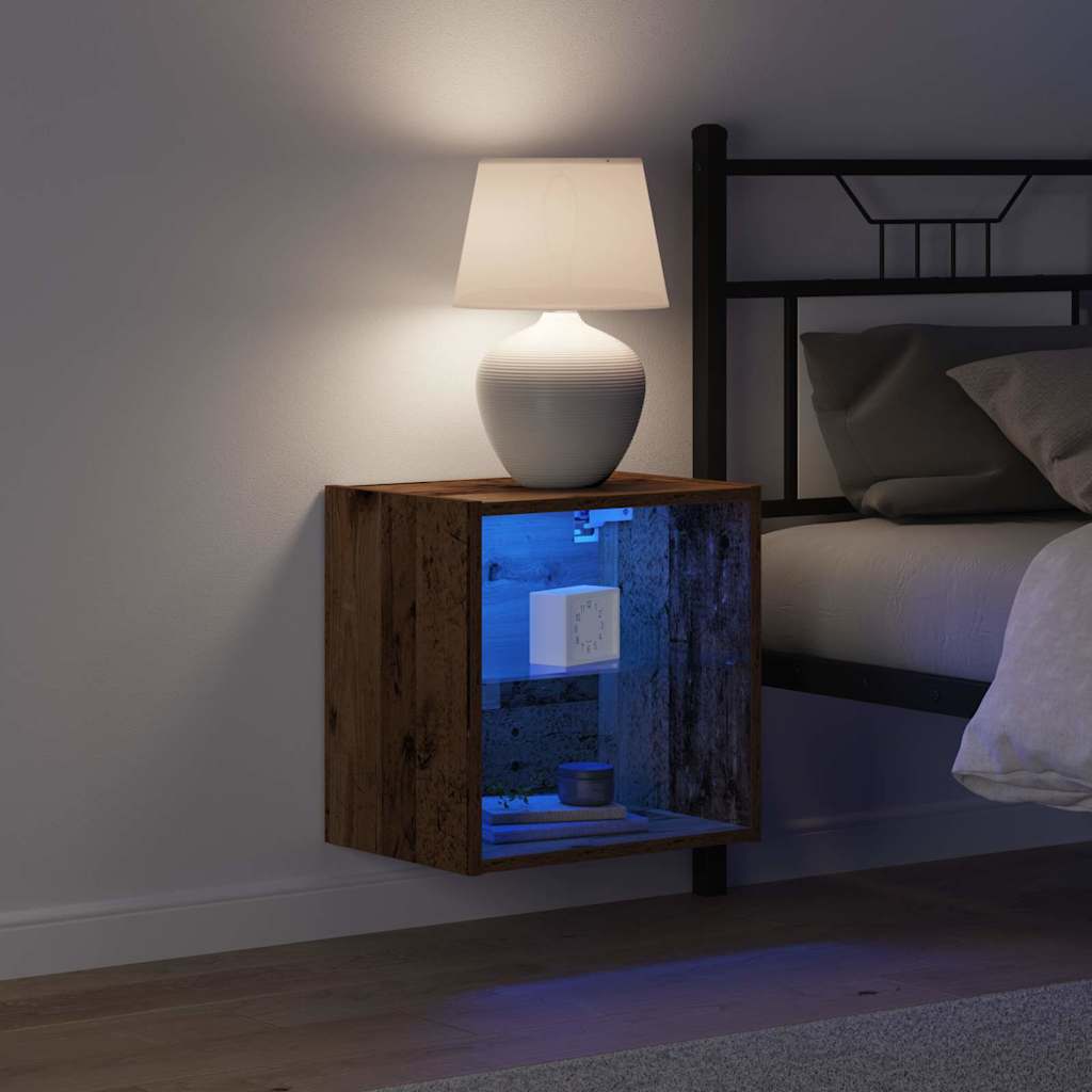 vidaXL Floating Shelf with LED Light 2 pcs Brown 40 x 28.5 x 40 cm