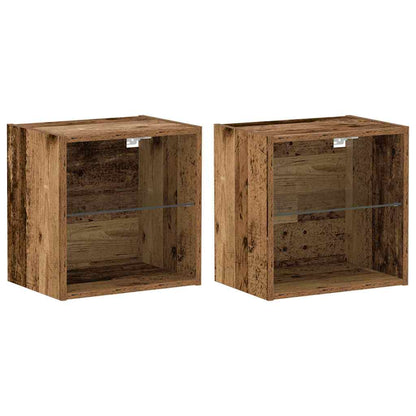 vidaXL Floating Shelf with LED Light 2 pcs Brown 40 x 28.5 x 40 cm