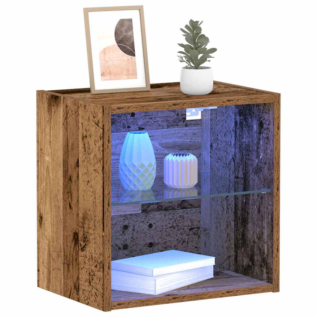 vidaXL Floating Shelf with LED Light 2 pcs Brown 40 x 28.5 x 40 cm