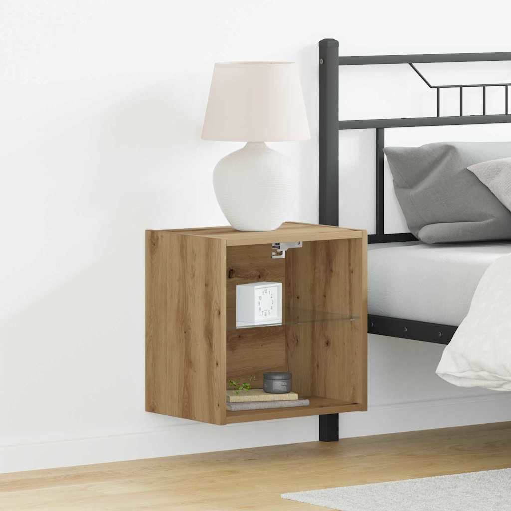 vidaXL Floating Shelf with LED Light Brown 40 x 28.5 x 40 cm
