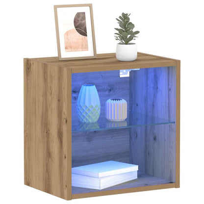 vidaXL Floating Shelf with LED Light Brown 40 x 28.5 x 40 cm