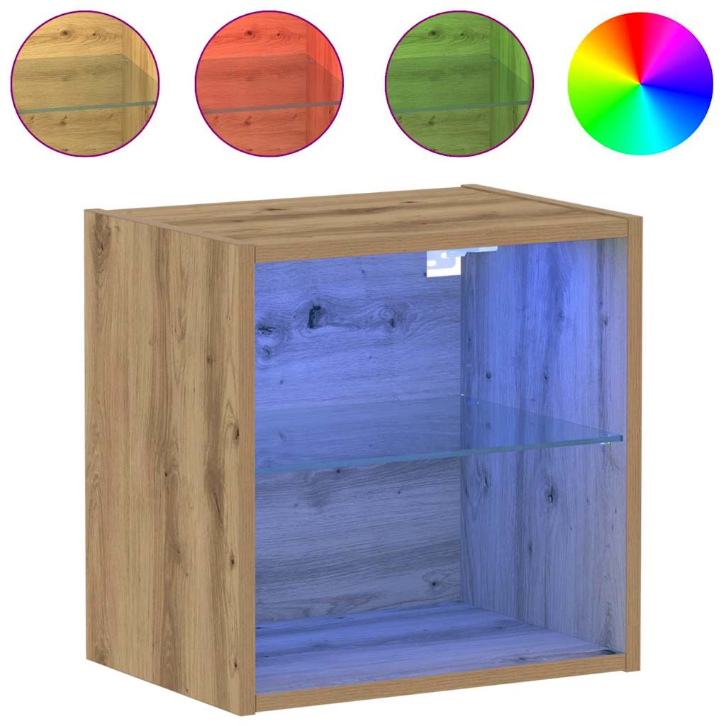 vidaXL Floating Shelf with LED Light Brown 40 x 28.5 x 40 cm