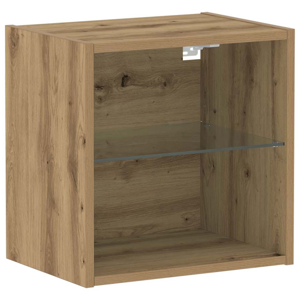 vidaXL Floating Shelf with LED Light 2 pcs Brown 40 x 28.5 x 40 cm