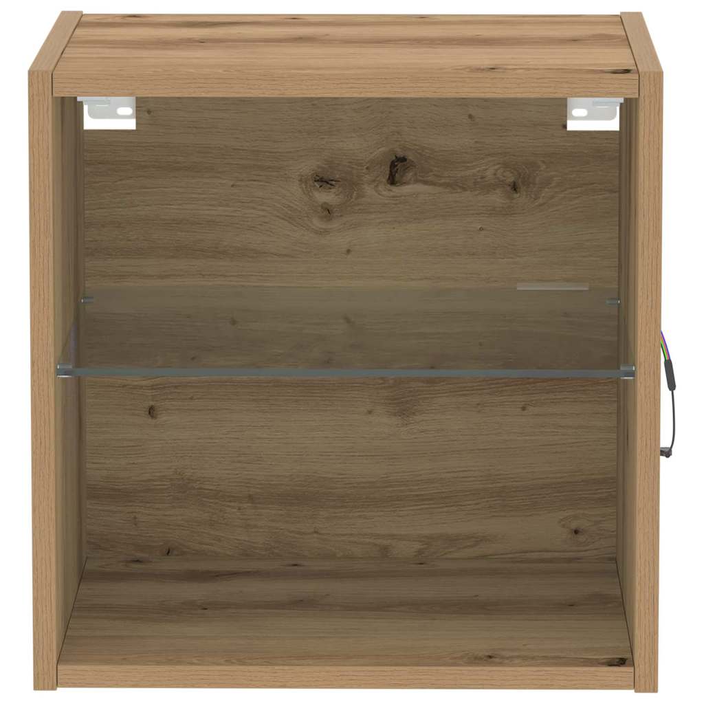 vidaXL Floating Shelf with LED Light 2 pcs Brown 40 x 28.5 x 40 cm