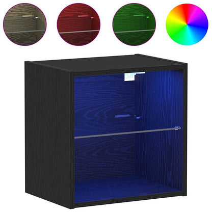 vidaXL Floating Shelf with LED Light Black 40 x 28.5 x 40 cm
