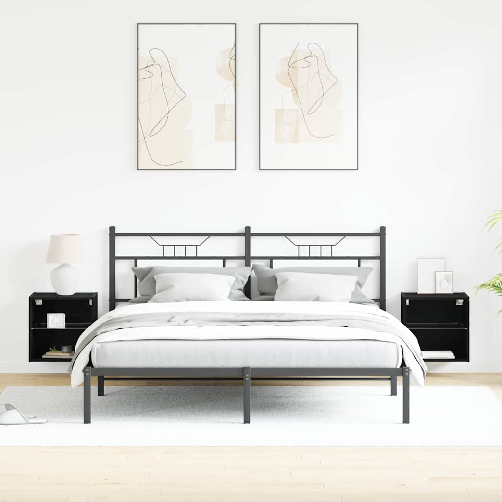 vidaXL Floating Shelf with LED Light 2 pcs Black 40 x 28.5 x 40 cm
