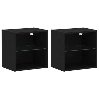 vidaXL Floating Shelf with LED Light 2 pcs Black 40 x 28.5 x 40 cm