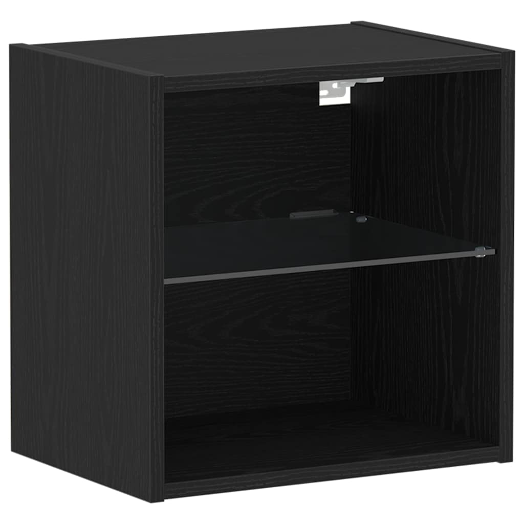 vidaXL Floating Shelf with LED Light 2 pcs Black 40 x 28.5 x 40 cm