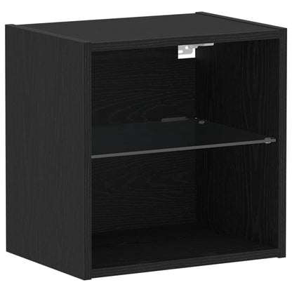 vidaXL Floating Shelf with LED Light 2 pcs Black 40 x 28.5 x 40 cm