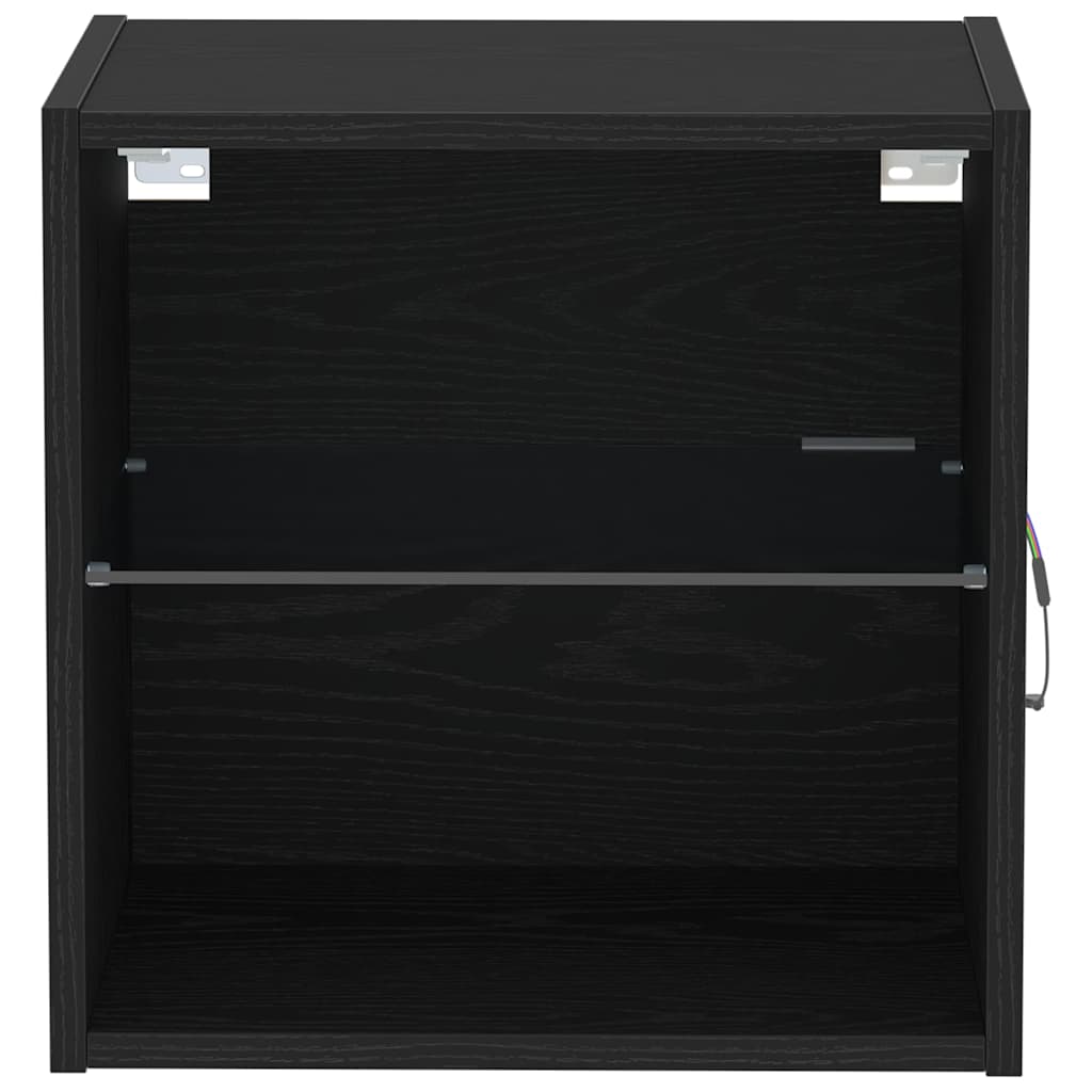 vidaXL Floating Shelf with LED Light 2 pcs Black 40 x 28.5 x 40 cm