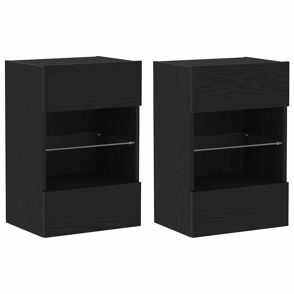 vidaXL TV Cabinet Set 2 pcs Black 40 x 30 x 60.5 cm Engineered Wood