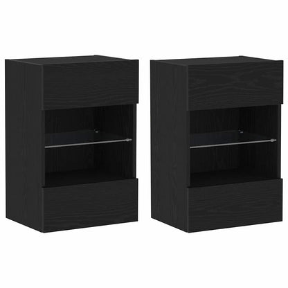 vidaXL TV Cabinet Set 2 pcs Black 40 x 30 x 60.5 cm Engineered Wood