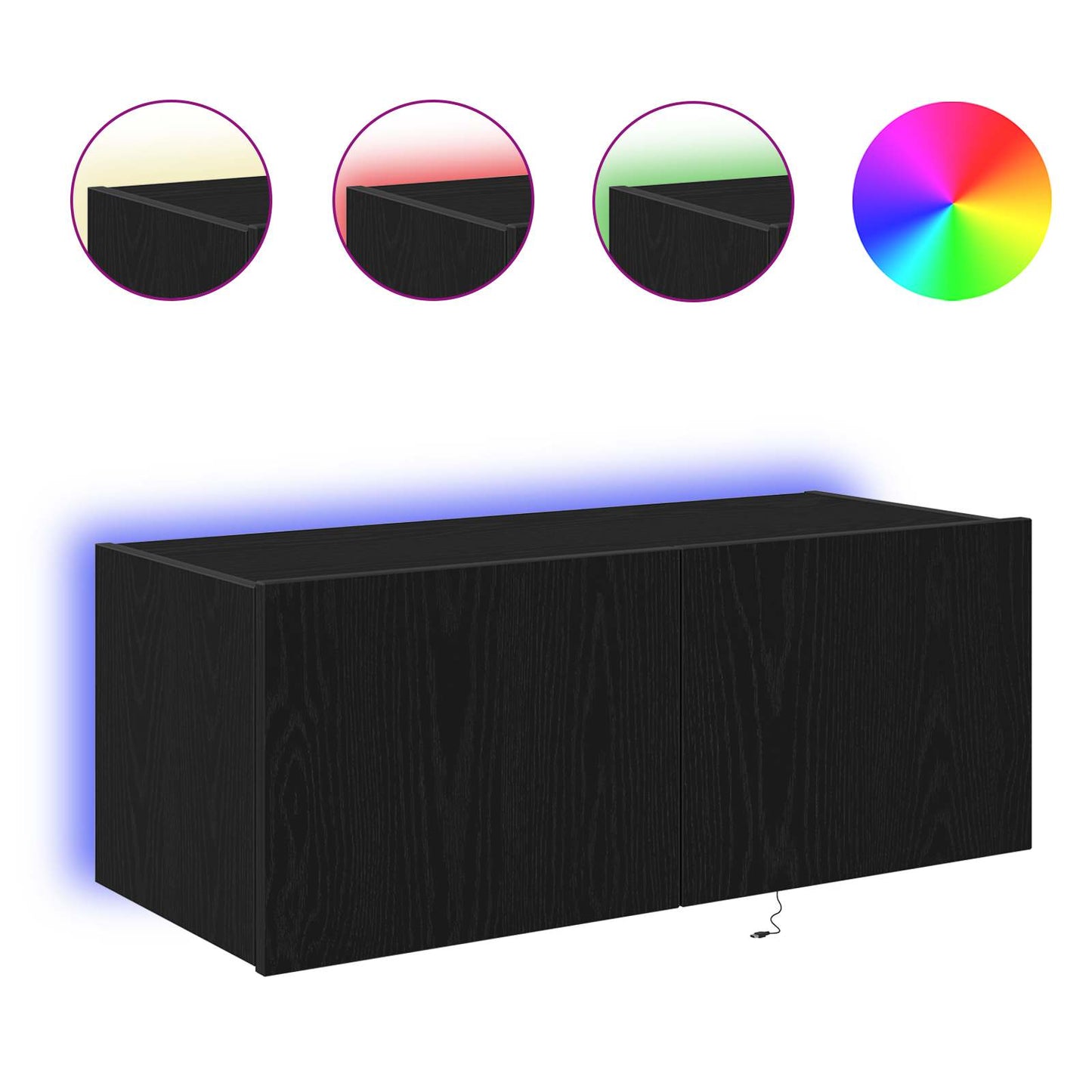 vidaXL TV Wall Cabinet Black Oak 80 x 35 x 31 cm Engineered Wood