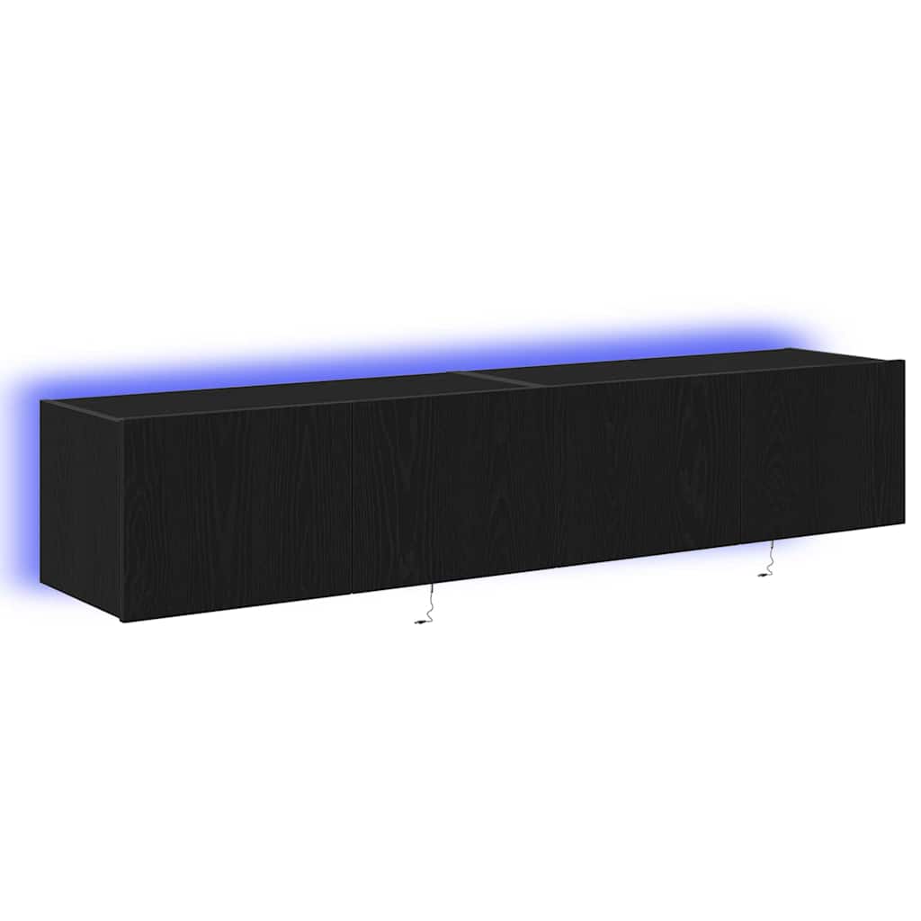 vidaXL TV Wall Cabinet 2 pcs Black Oak 80 x 35 x 31 cm Engineered Wood
