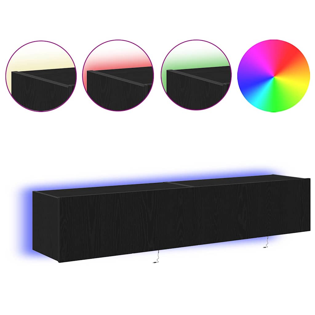 vidaXL TV Wall Cabinet 2 pcs Black Oak 80 x 35 x 31 cm Engineered Wood